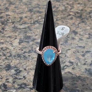 Bomb Party RBP2719 Natural Fusion Aqua Blue Quartz "Teardrop Dreams" Sz 5